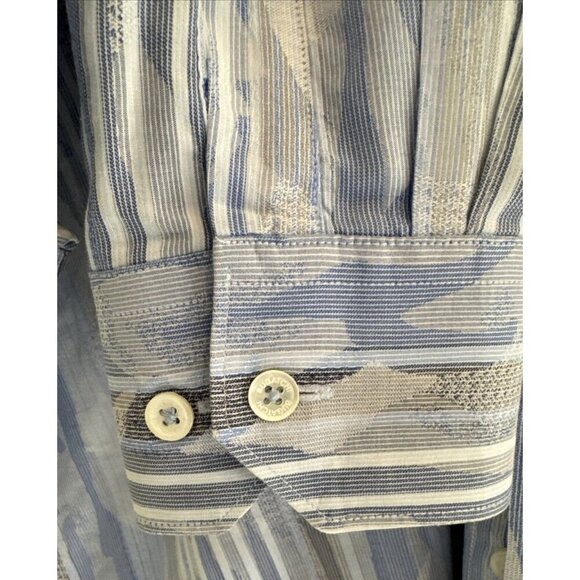 Bugatchi UOMO mens shirt Classic Fit, Blue Camo, 80% cotton & 20 % Linen - Picture 6 of 11